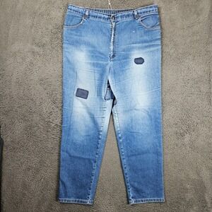 Vintage Levis 26W 40 Light‎ Wash Patchwork Straight Leg Jeans Made in USA Blue